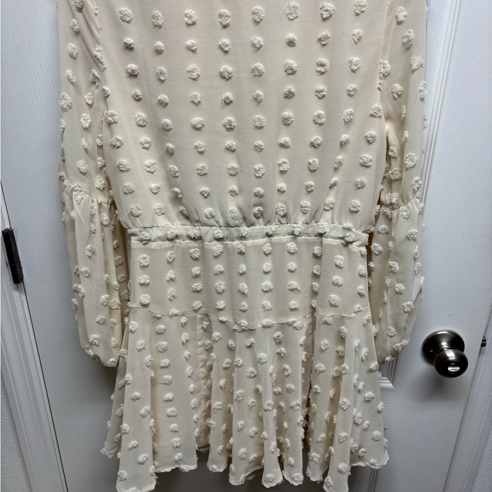 Entro Bohemian Cream Dress Puff Sleeve Cute Size S - Picture 6 of 6